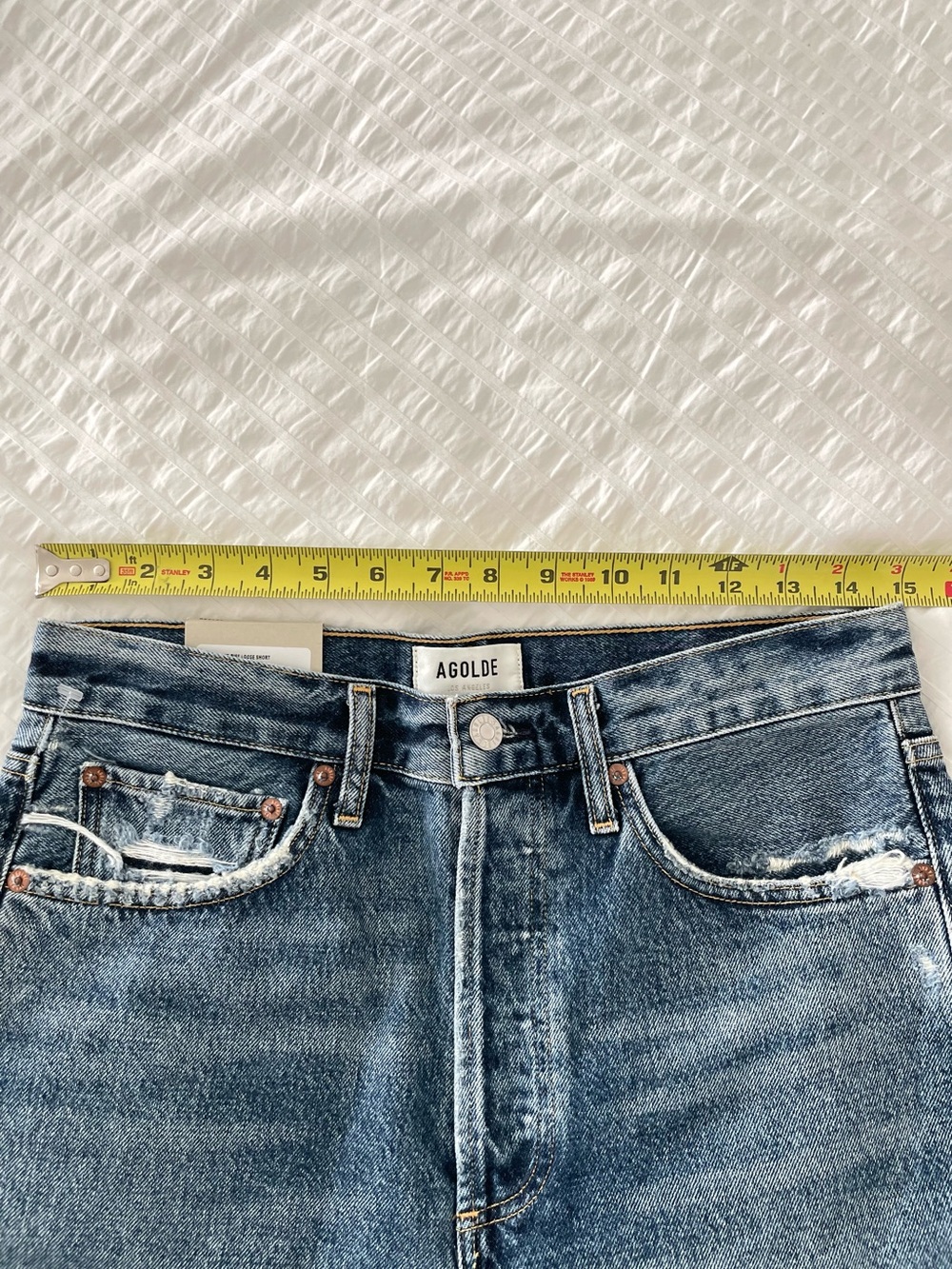 NEW AGOLDE 90's Mid Rise Loose Fit Long Jean Shorts 27 Baggy Jorts - Picture 7 of 12